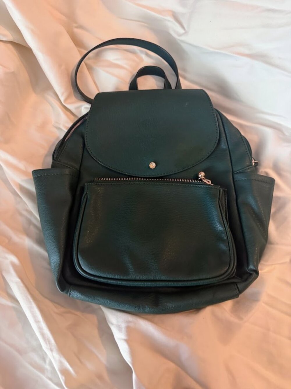 LC Lauren Conrad Dark Green Vegan Leather Backpack Purse